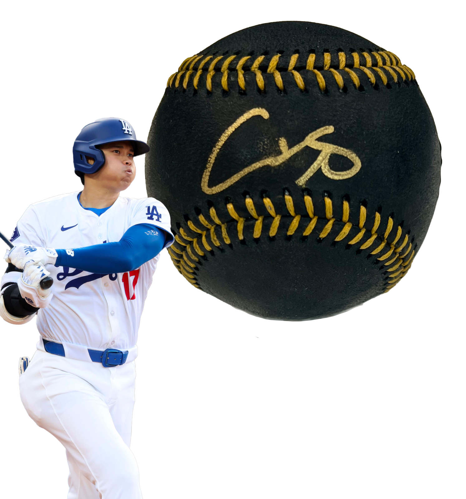 Shohei Ohtani Signed Official Baseball. Black Leather. Gold Ink. Fanatics, MLB0