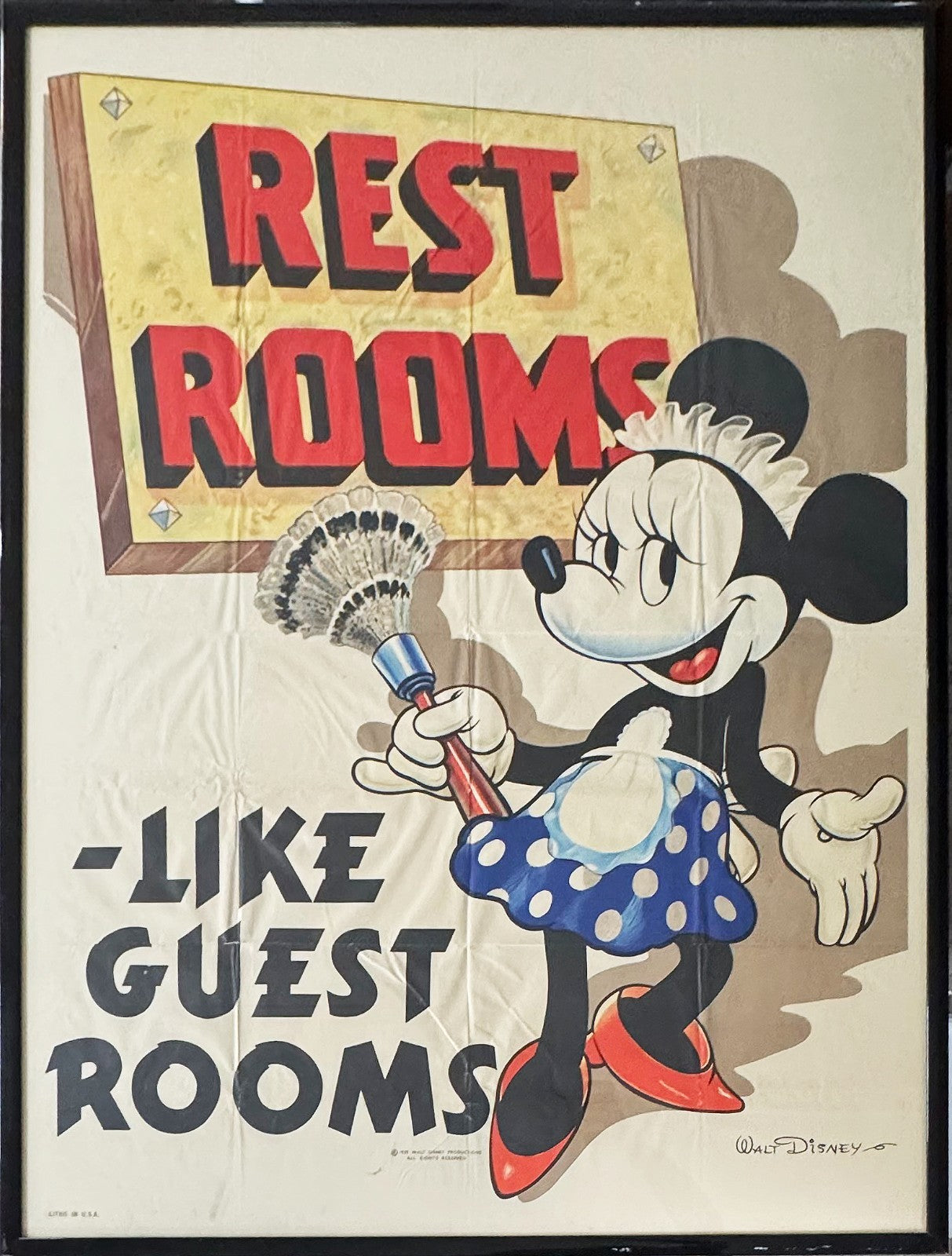 Original 1939 Walt Disney Productions Massive Minnie Mouse Poster. Unique0