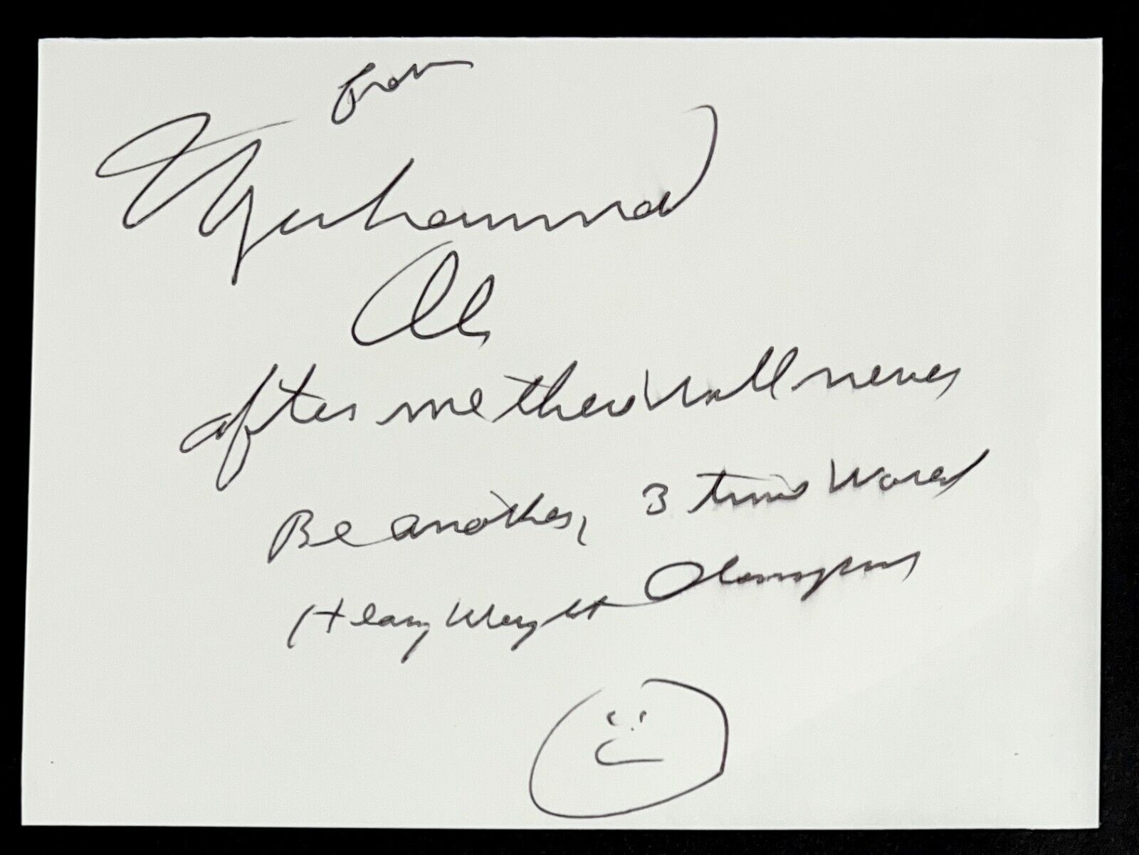 Rare Muhammad Ali Signed & Inscribed Autograph Display. Auto JSA