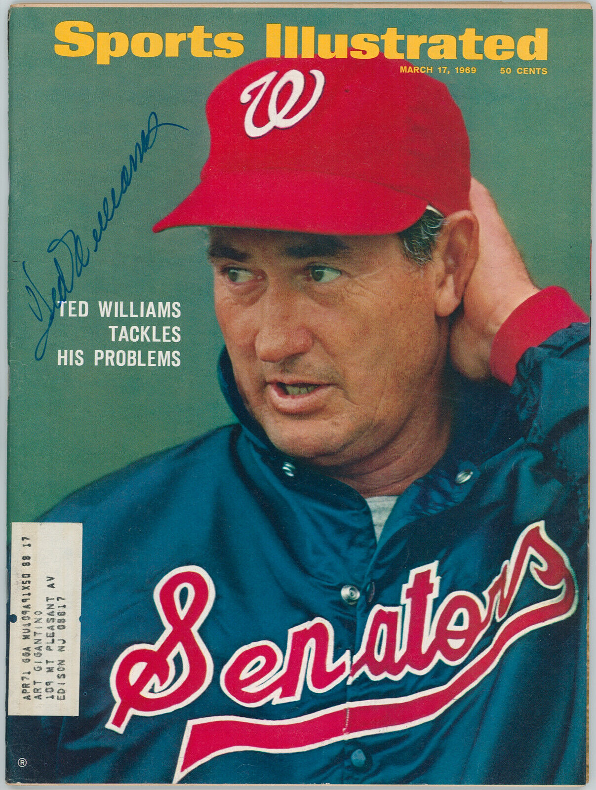 Ted Williams Sports Illustrated Signed Magazine, 1969. JSA
