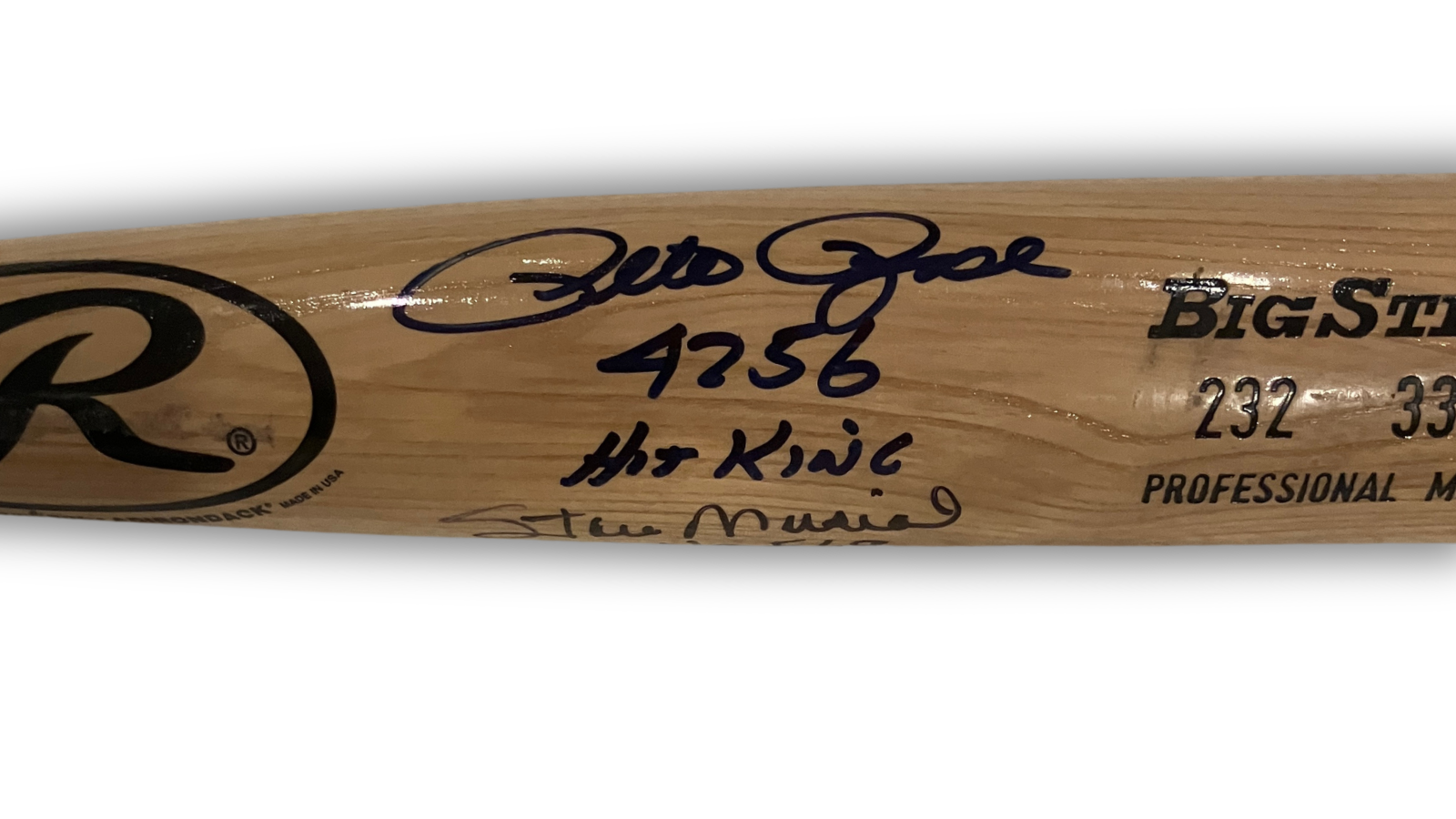 Willie Mays, Musial, Rose Multi Signed & Inscribed 3,000 Hits Baseball Bat. JSA3
