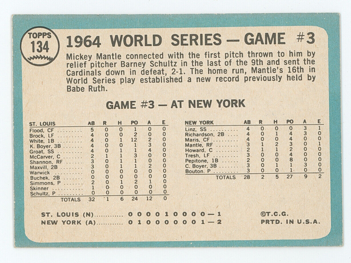 1965 Topps Mickey Mantle World Series.