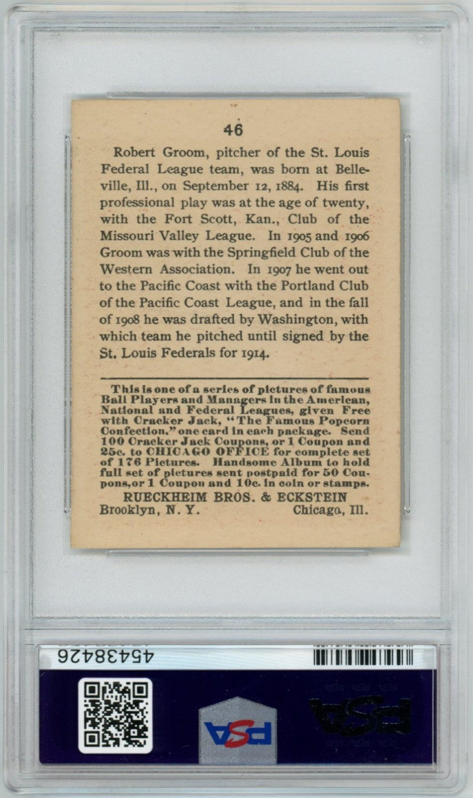 1915 Cracker Jack Bob Groom PSA 81