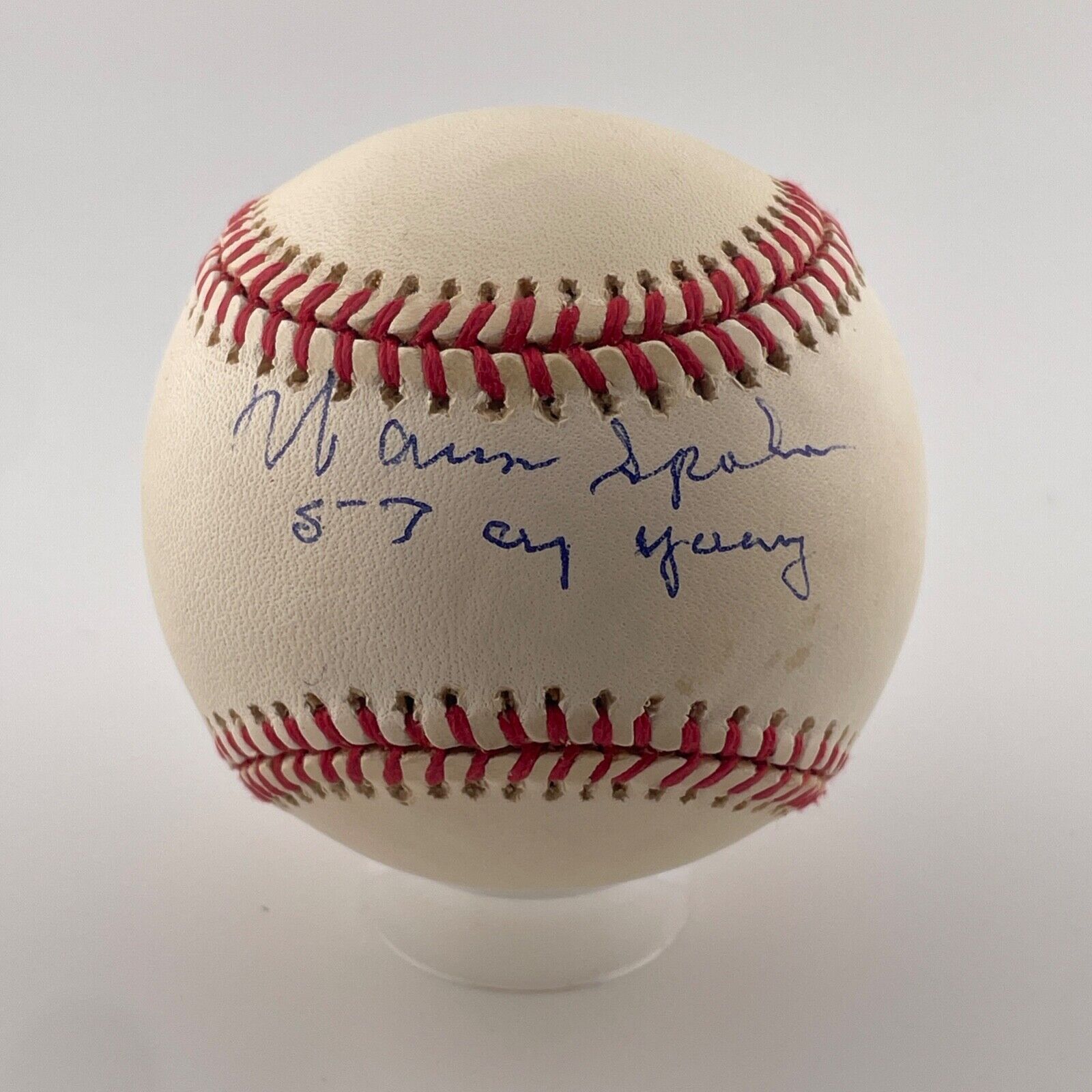 Warren Spahn Signed Inscribed Baseball. &