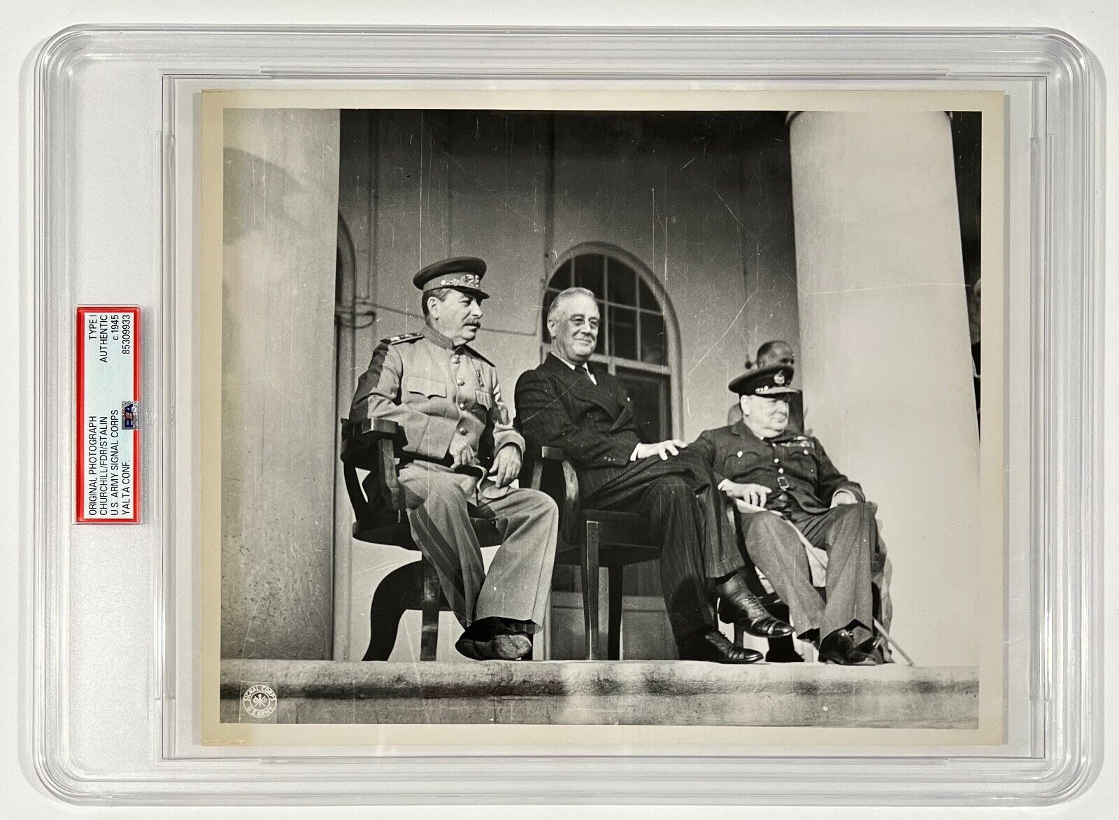 Yalta Alliance 1945 Original Photo. Roosevelt, Churchill, Stalin. PSA Type 1