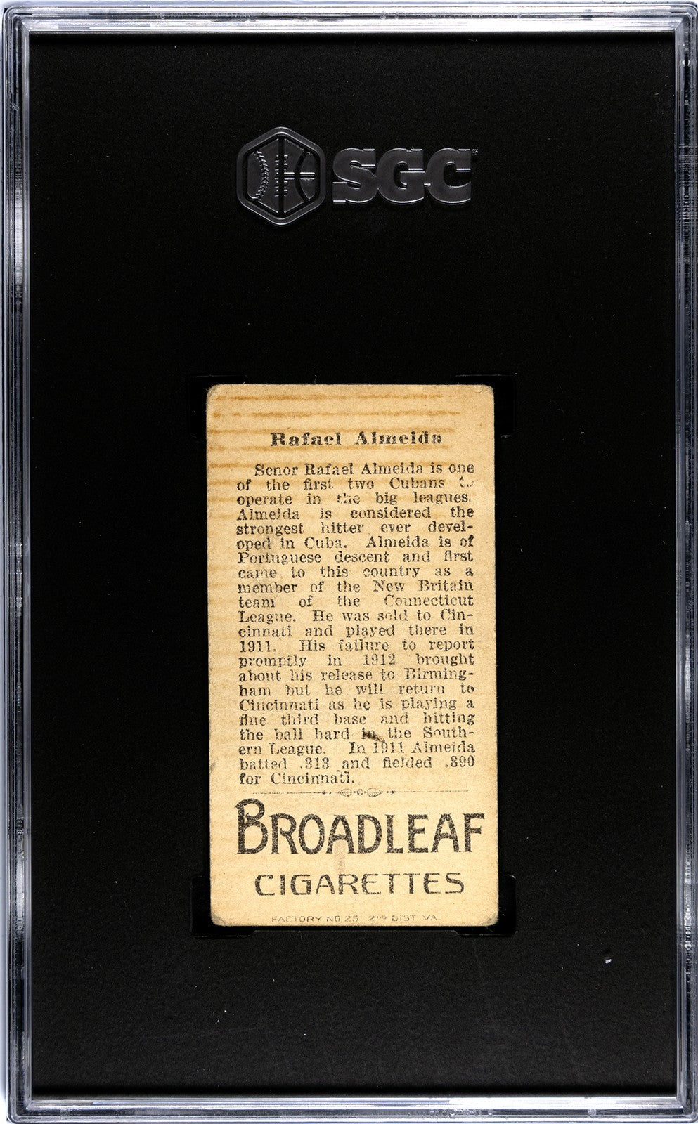 1912 Broad Leaf Cigarettes T207 Rafael Almeida SGC 11