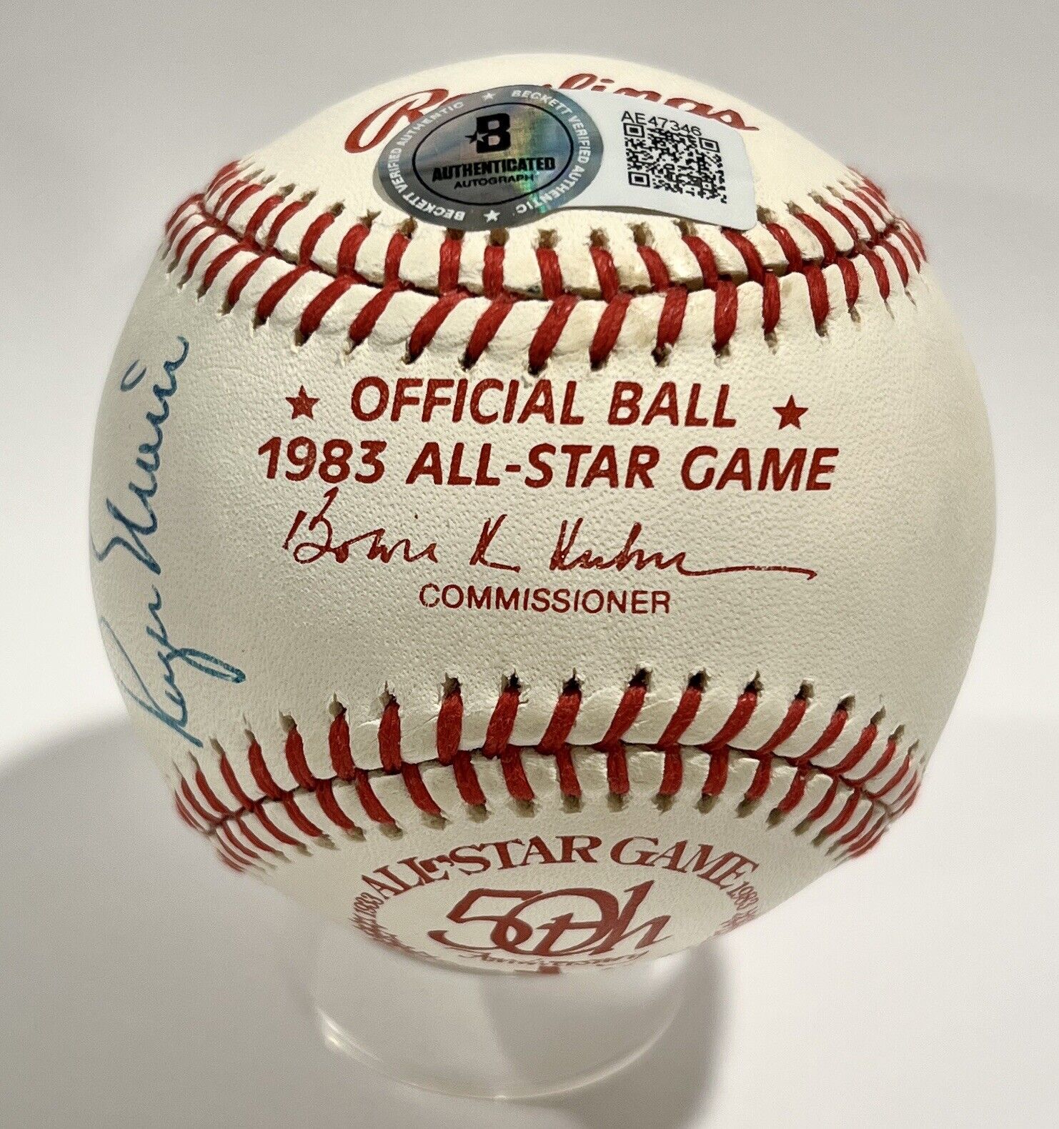 Mickey Mantle & Roger Maris Dual Signed Baseball. Auto Grade PSA 8, Mint 9.