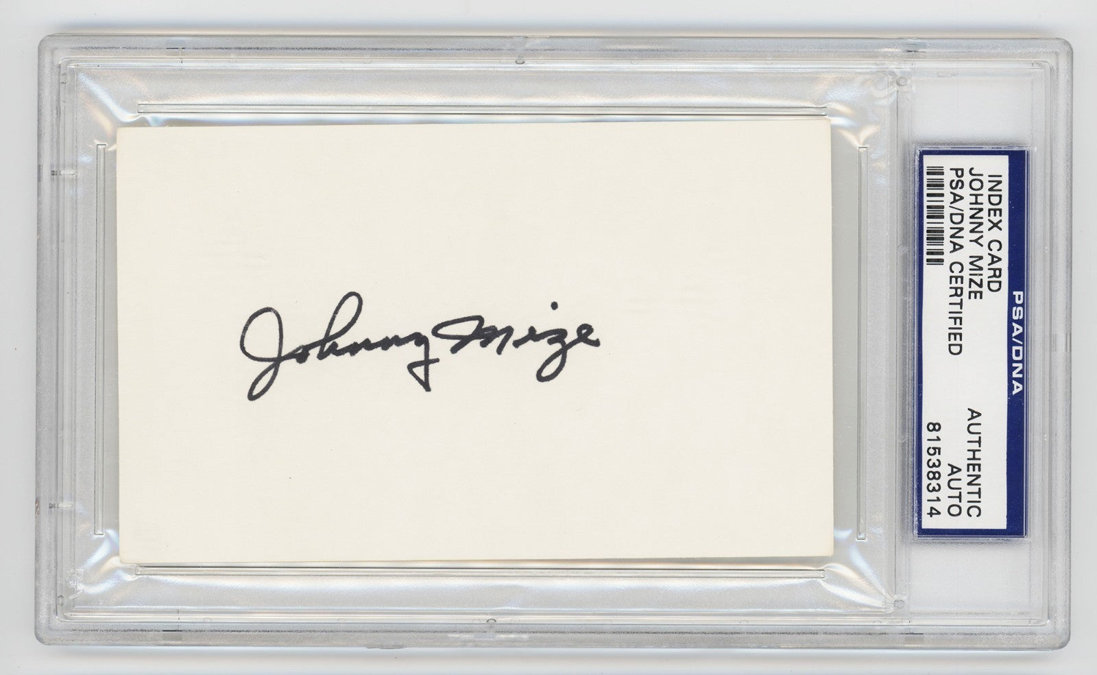 Johnny Mize Signed Index Card. PSA. NY Giants & Yankees Hall of Famer0