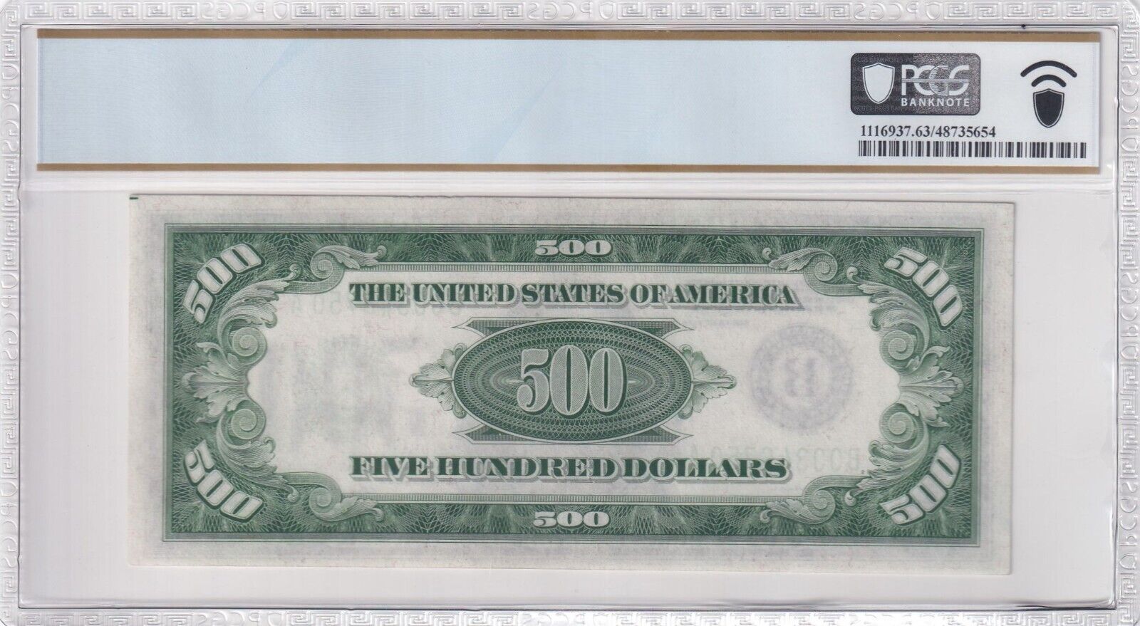 1934 $500 Bill Federal Reserve Note. PCGS Choice Uncirculated UNC 63