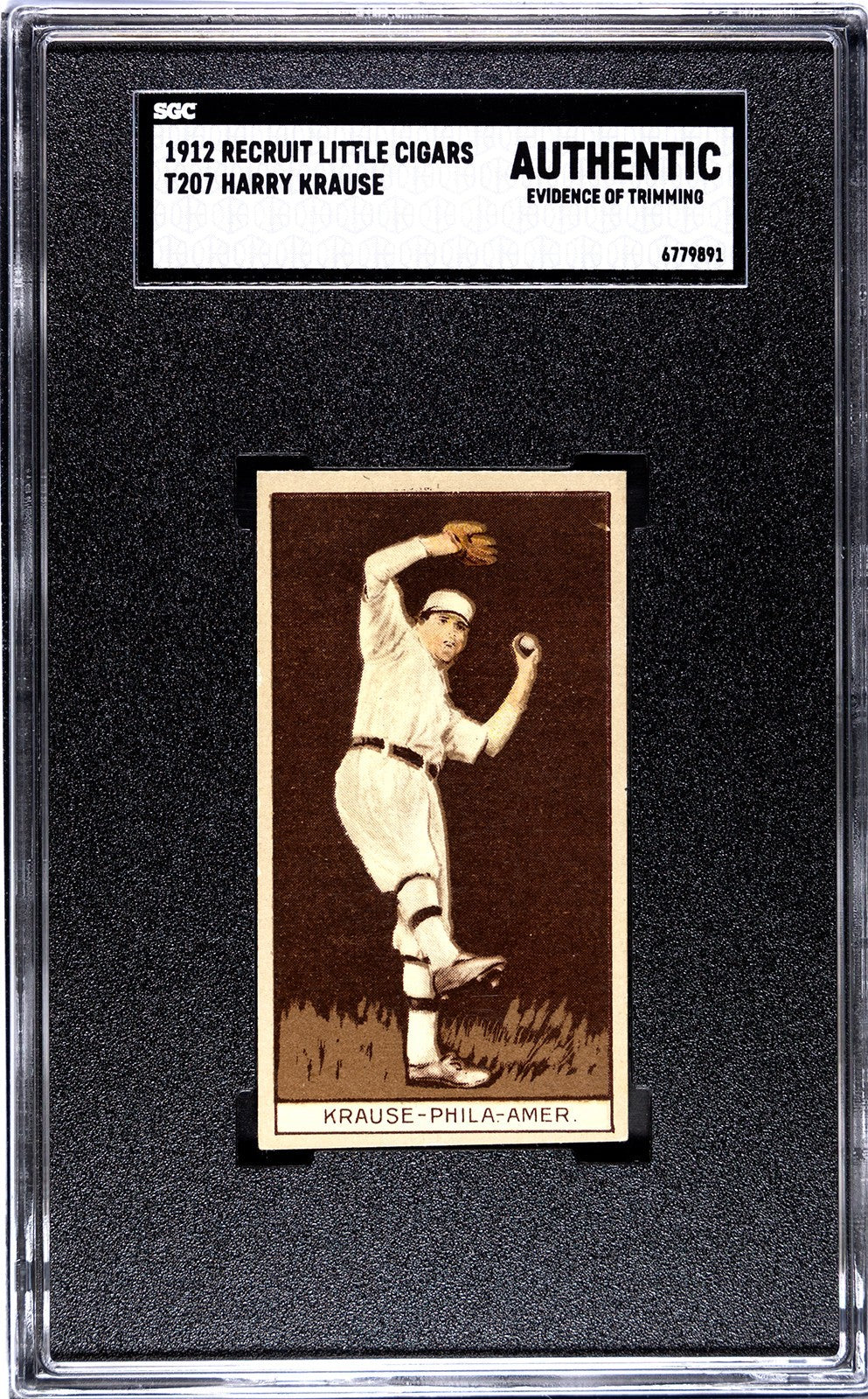 1912 Recruit Little Cigars T207 Harry Krause SGC Authentic0
