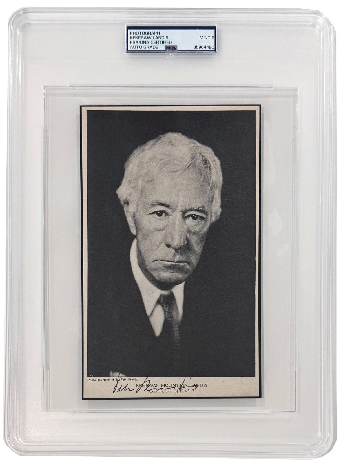 Vintage Kenesaw Mountain Landis Signed Photograph. MLB Commissioner. PSA Mint 90