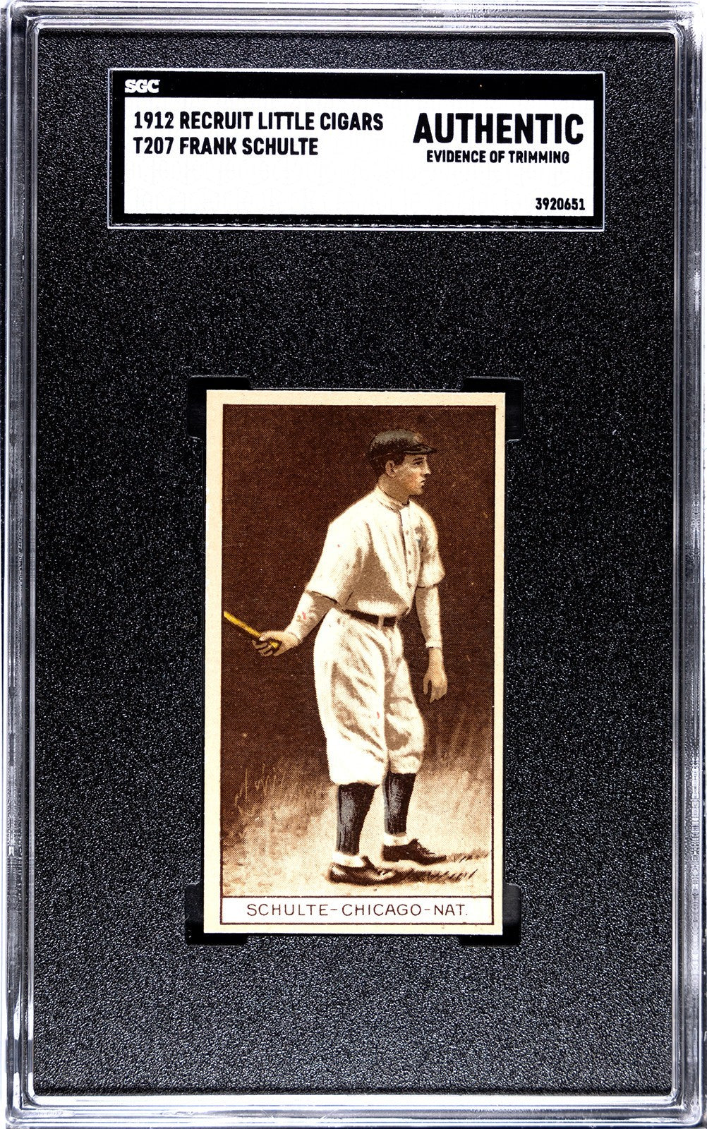 1912 Recruit Little Cigars T207 Frank Schulte SGC Authentic0
