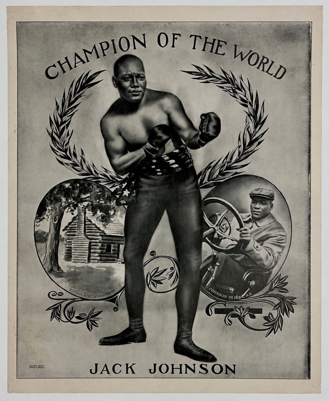 Original Jack Johnson Boxing Poster - 1909 World Heavyweight Champion1