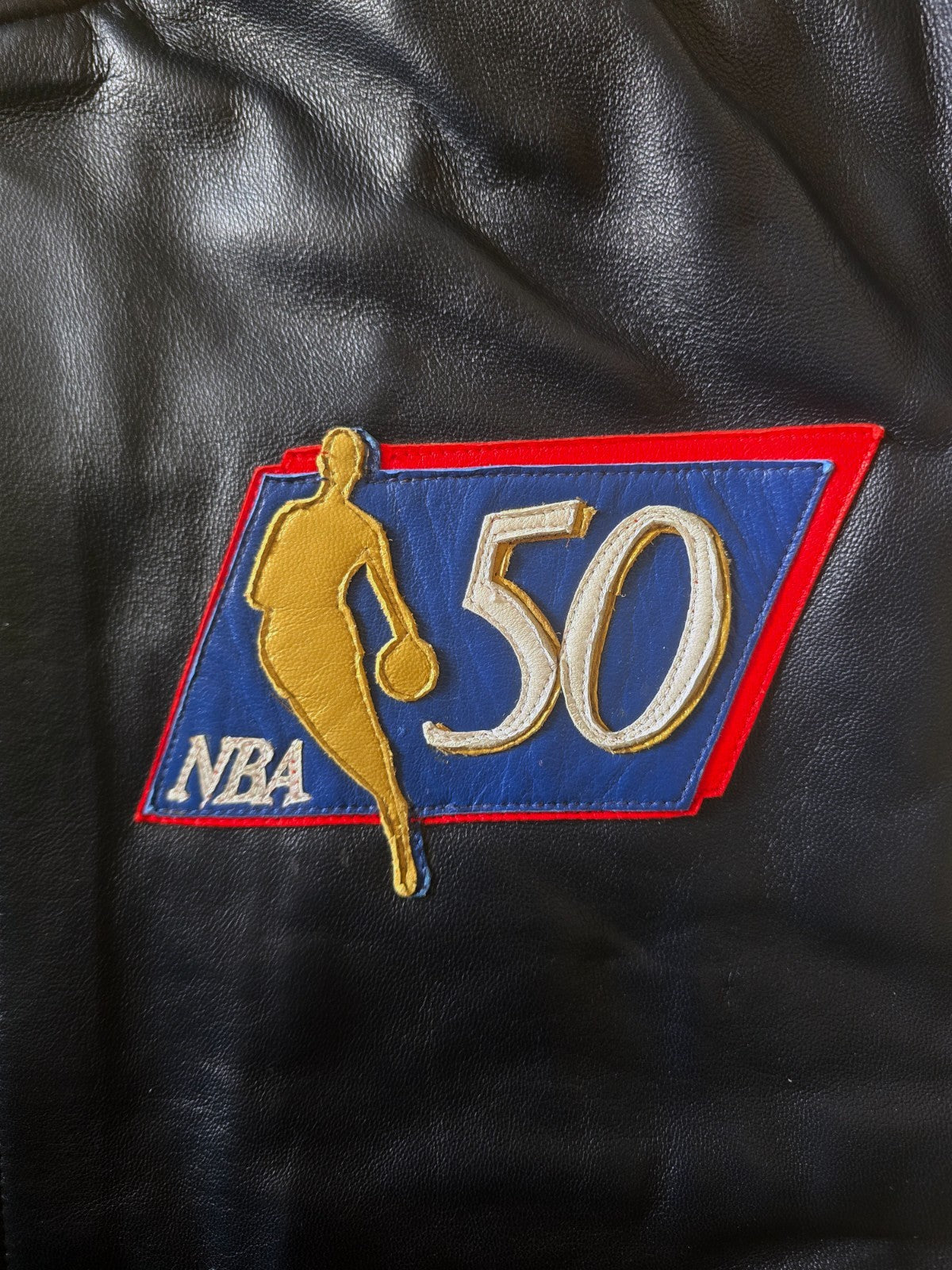 2000s Jeff Hamilton New Jersey Nets NBA Leather Jacket. NBA 50th Anniversary4