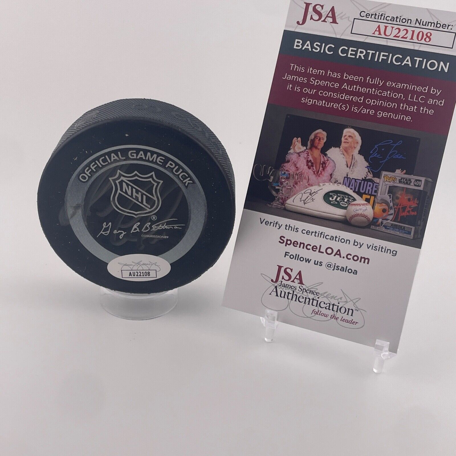 Mario Lemieux Twice Signed Hockey Puck. Front + Back. Comes in Original Box. JSA