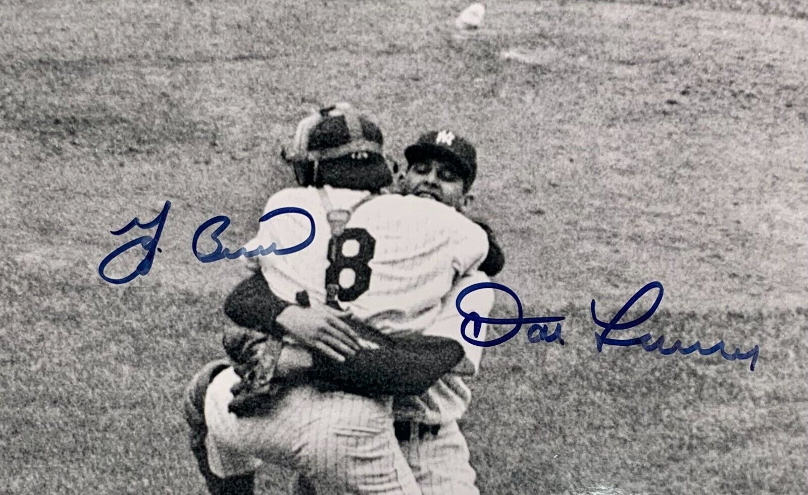 Yogi Berra & Don Larsen Signed & Framed Photo. PSA