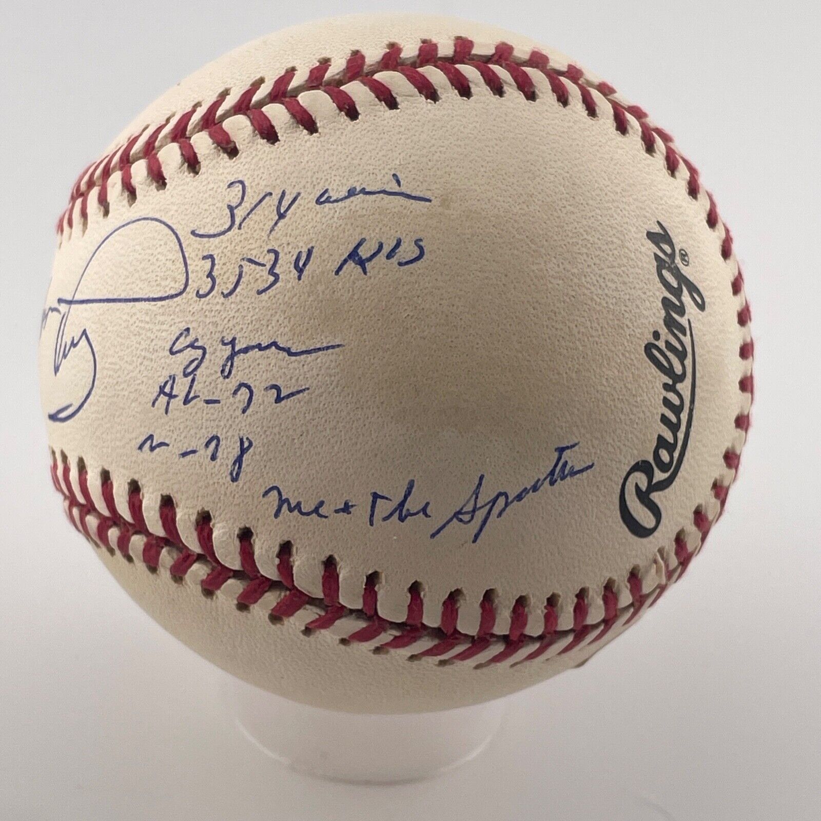 Gaylord Perry Signed Inscribed Life Stats Baseball. JSA.