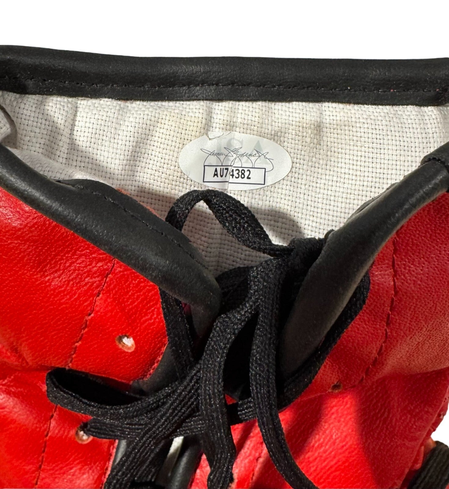 Jake LaMotta Signed & Inscribed Boxing Glove to Whitey Ford, Ford Estate. JSA2