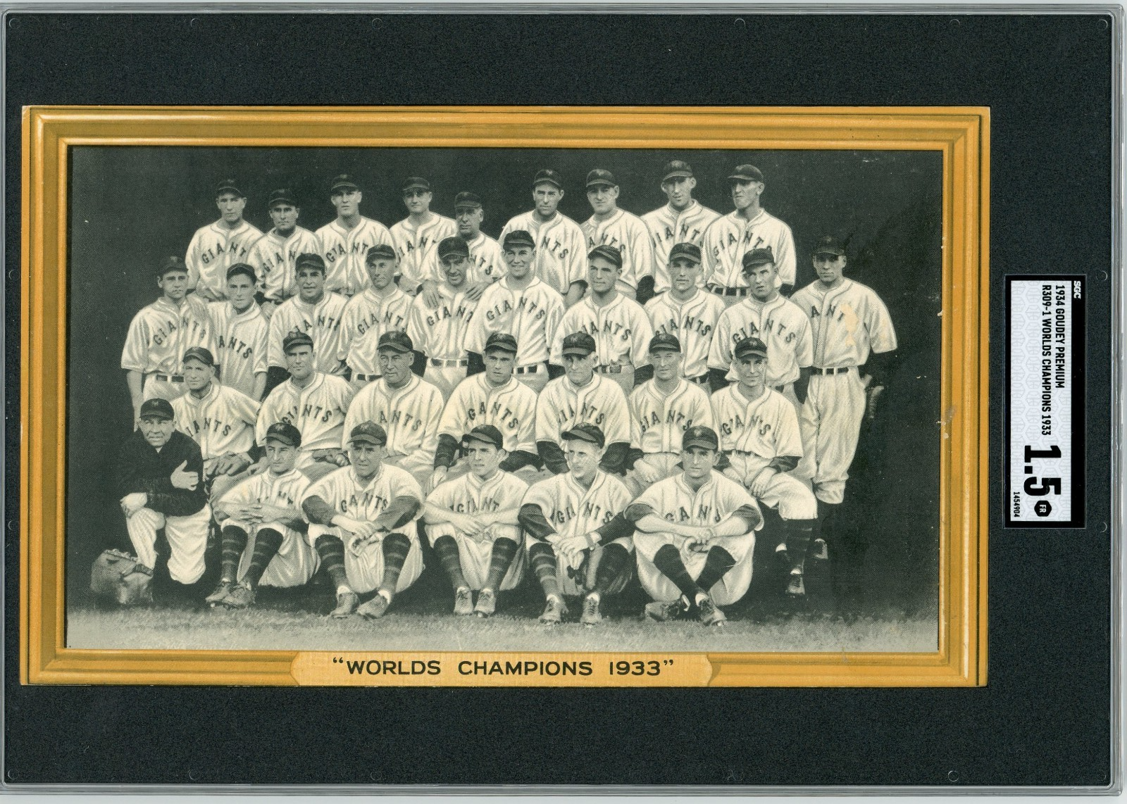 1934 Goudey Premium R309-1, NY Giants Champions, Ott, Jackson, Terry. SGC 1.50