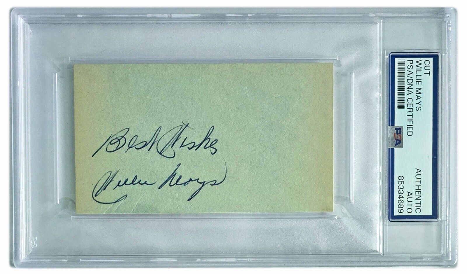 Willie Mays Signature. Inscribed "Best Wishes". Vintage 1950s Style. PSA/DNA