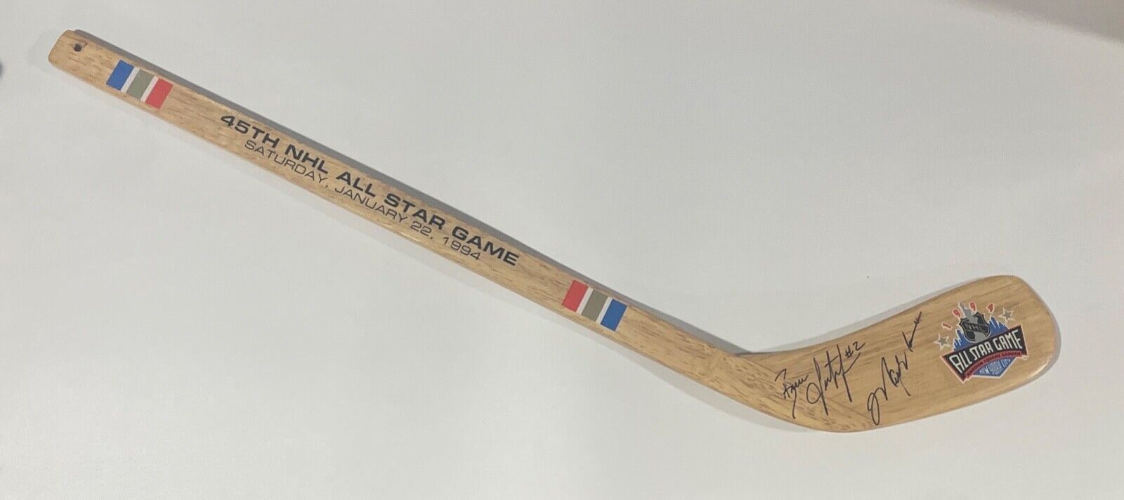 Mark Messier + Brian Leetch Signed Mini Hockey Stick, 1994 Stanley Cup MSG. JSA