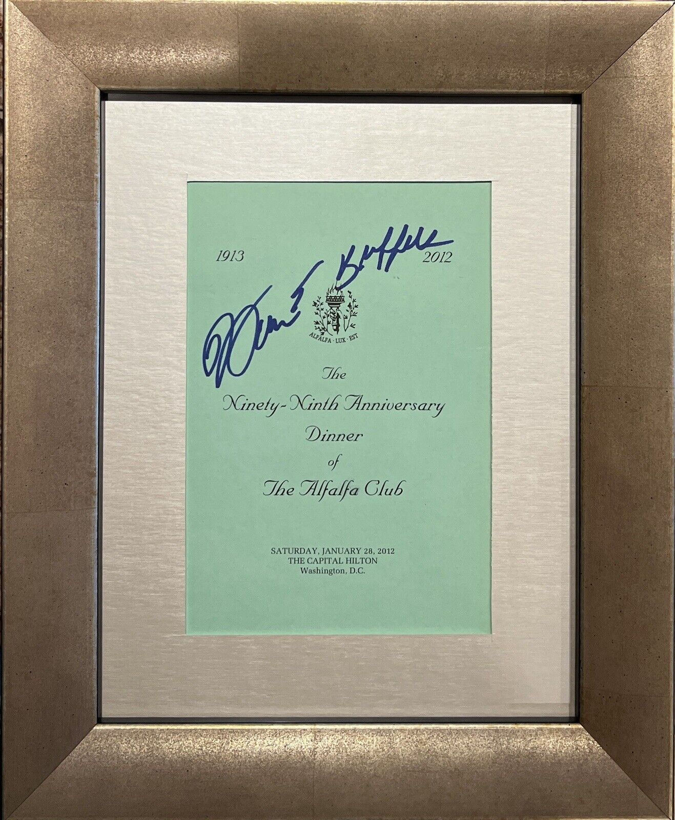 2012 Warren Buffett Signed Autographed Program, Alfalfa Club. Auto PSA