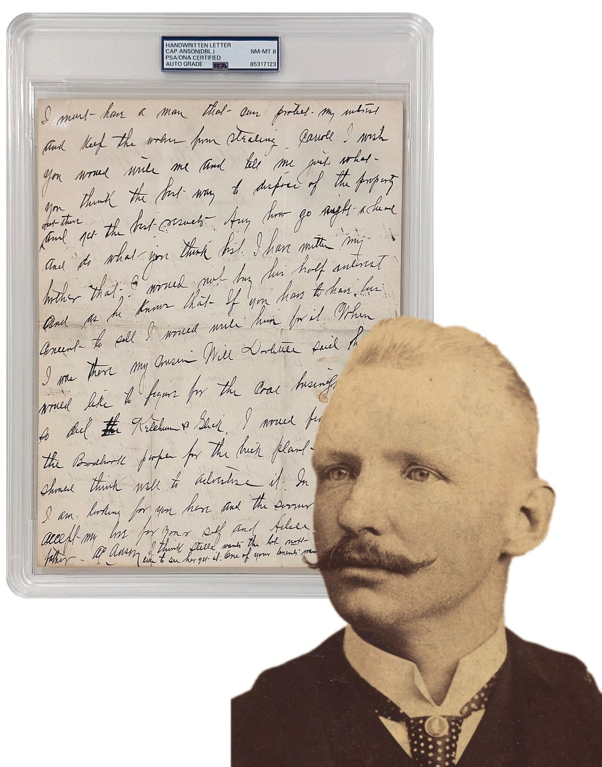 Rare Adrian Cap Anson Handwritten & Twice Signed Letter. Auto Graded 80