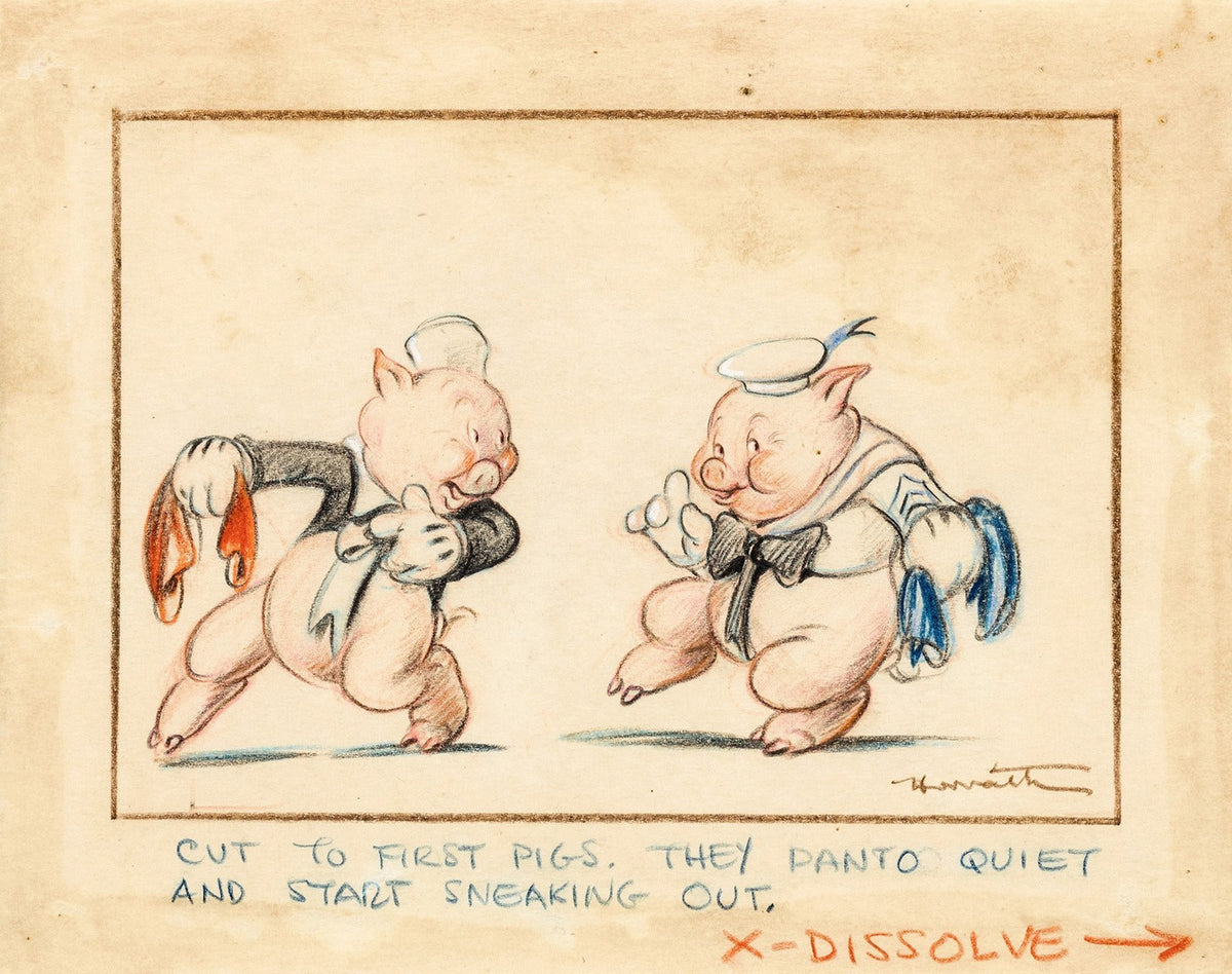 1939 Walt Disney, Three Little Pigs, Original Hand Drawn Storyboard Artwork1