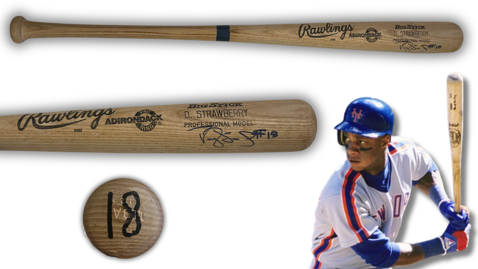 Darryl Strawberry Game Issued & Used Signed New York Mets Baseball Bat. Auto JSA0