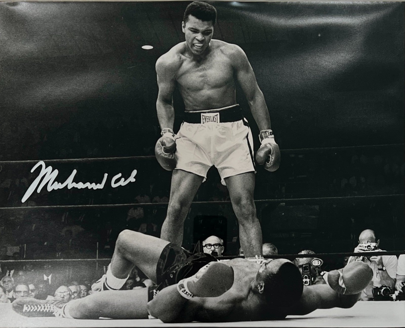 Muhammad Ali Signed 16" x 20" Photo. Ali over Liston. PSA LOA1