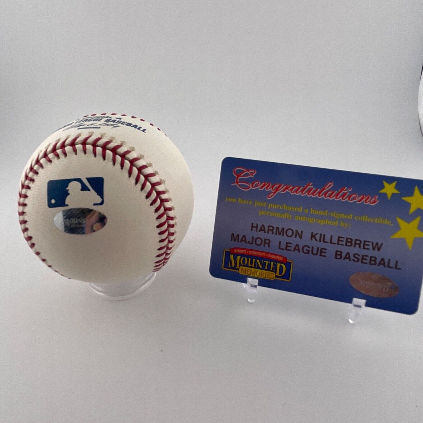 Harmon Killebrew Single Signed Baseball. Mounted Memories