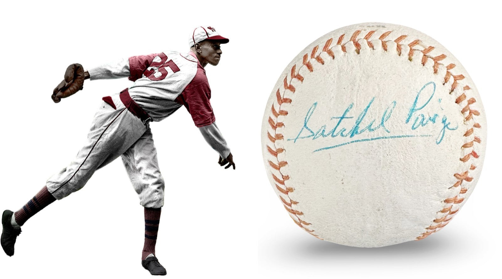 Satchel Paige Single Signed Baseball, High Grade. PSA.0