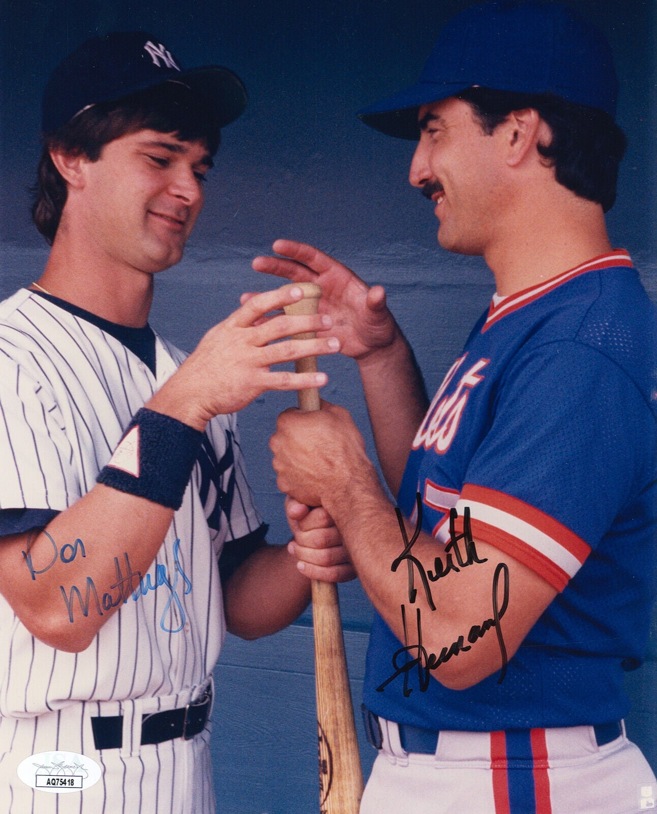 Don Mattingly and Keith Hernandez Signed 8x10 Photo. JSA
