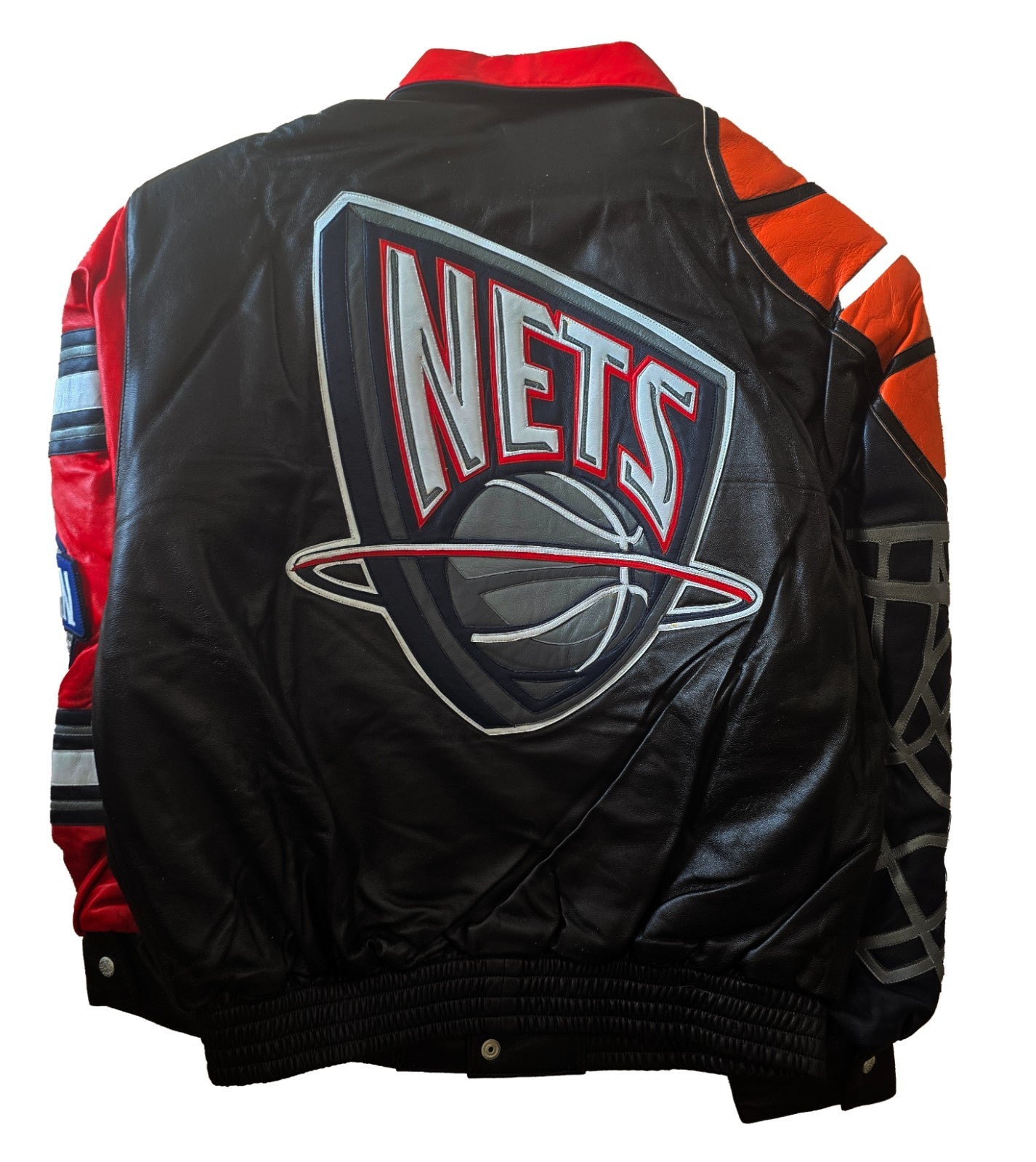 2000s Jeff Hamilton New Jersey Nets NBA Leather Jacket Embroidered Logos4