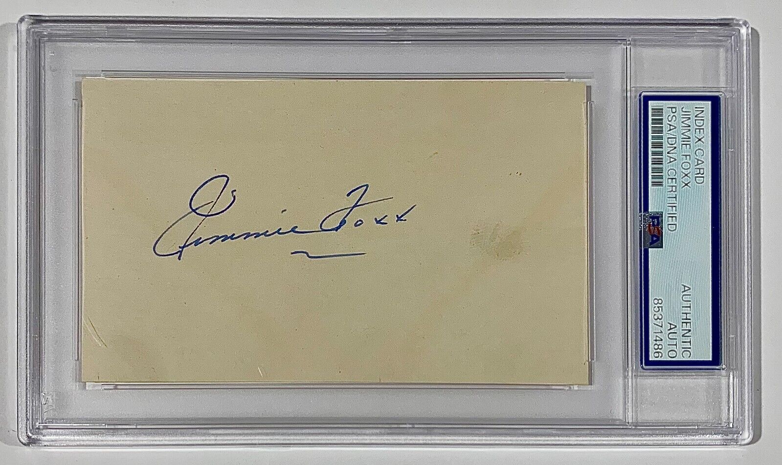 Jimmie Foxx Signed Index Card. PSA/DNA