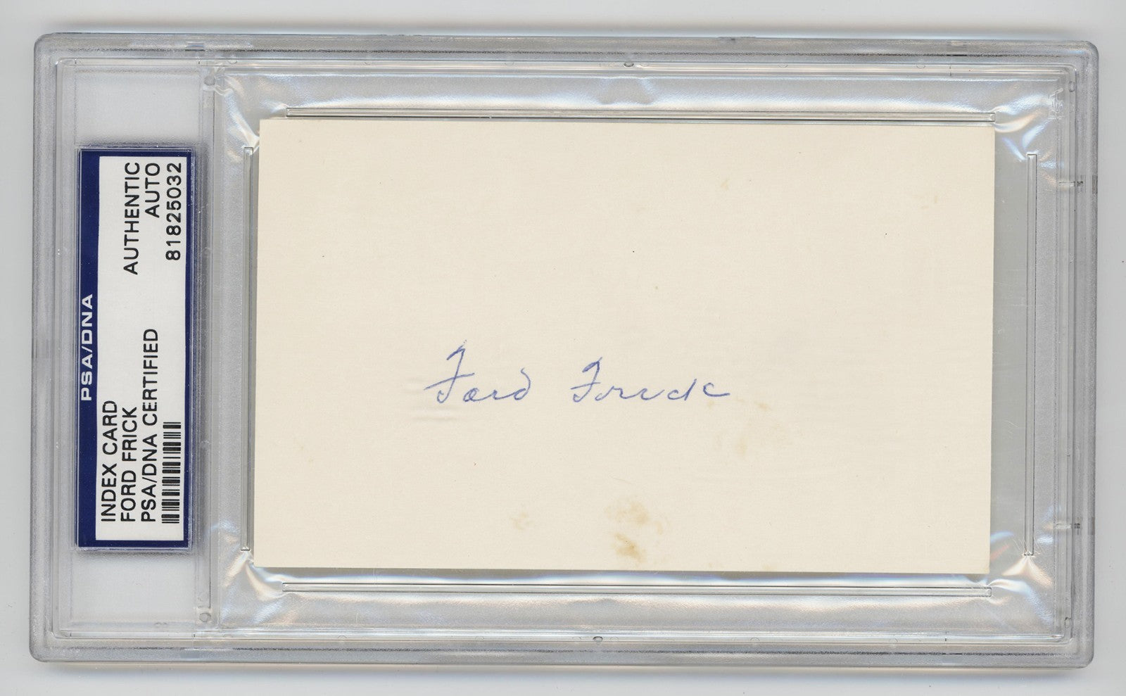 Ford Frick Signed Index Card. PSA. 3rd Commissioner of Baseball. Hall of Famer0