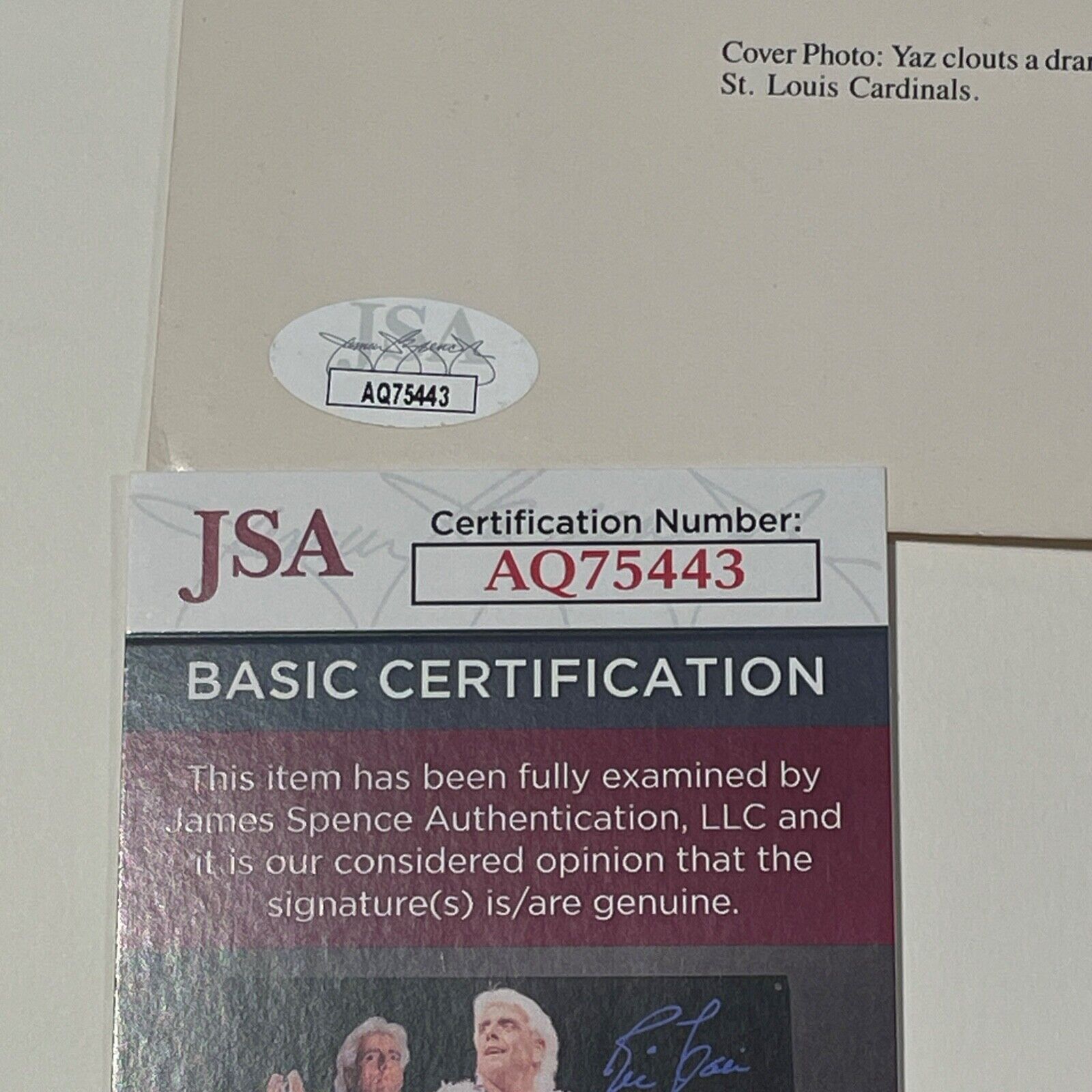 Carl Yastrzemski Signed Commemorative Retirement Day Folder. Boston Red Sox. JSA