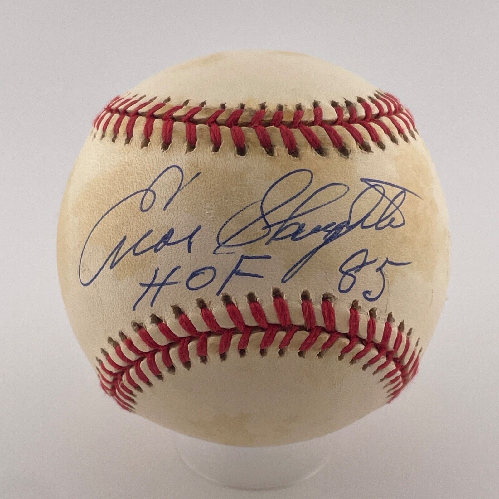 Enos Slaughter Signed Inscribed Baseball. HOF 85. JSA.