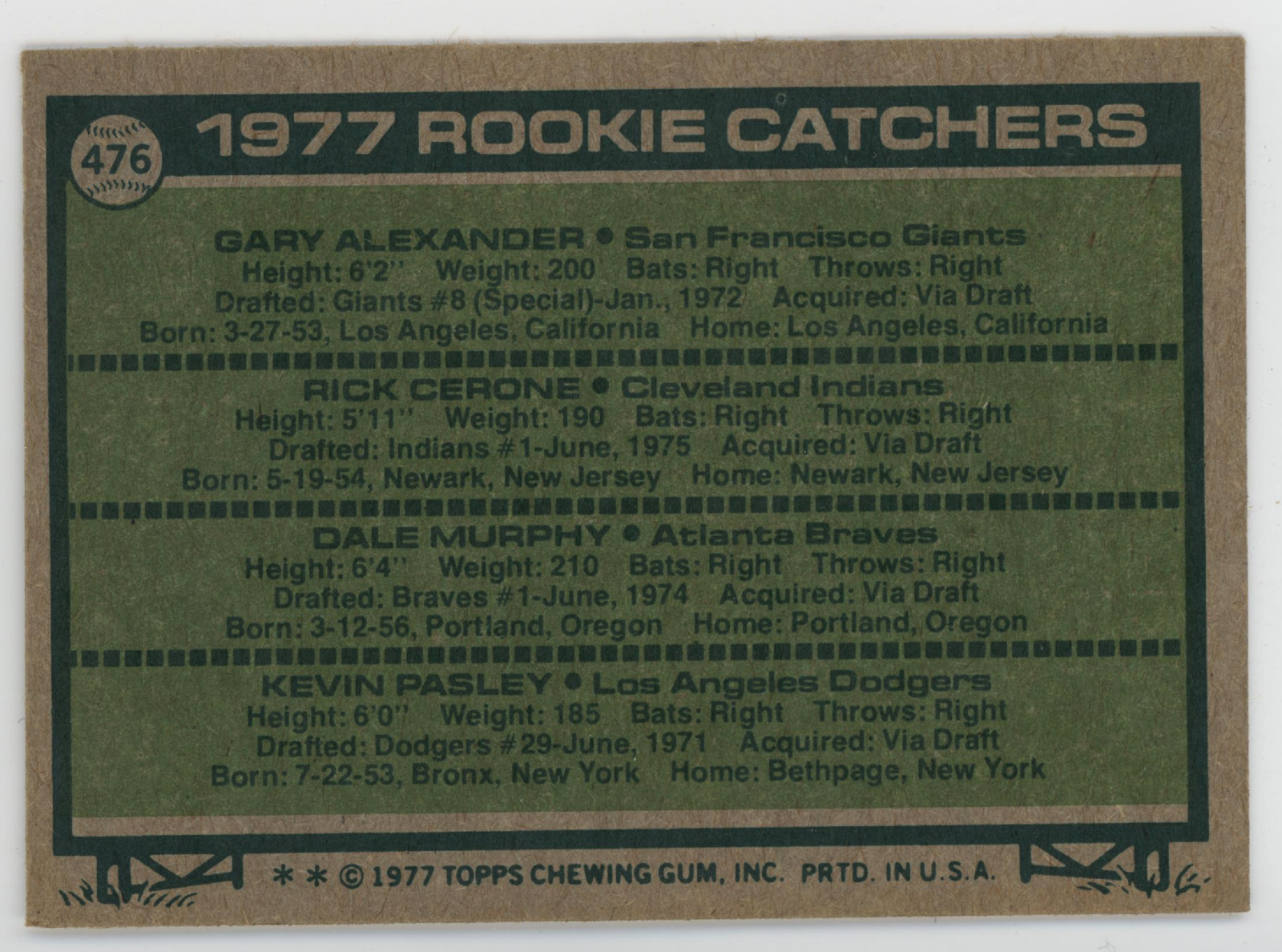 Rookie Catchers 1977 Topps.