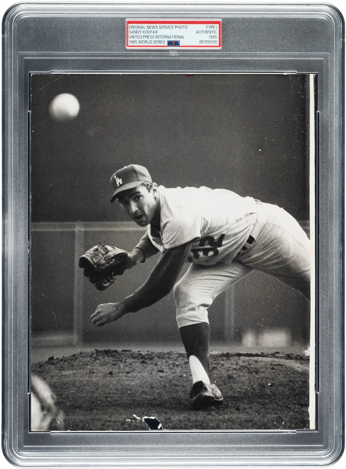 Sandy Koufax 1965 World Series Game 7 Original Photograph. PSA Type 10