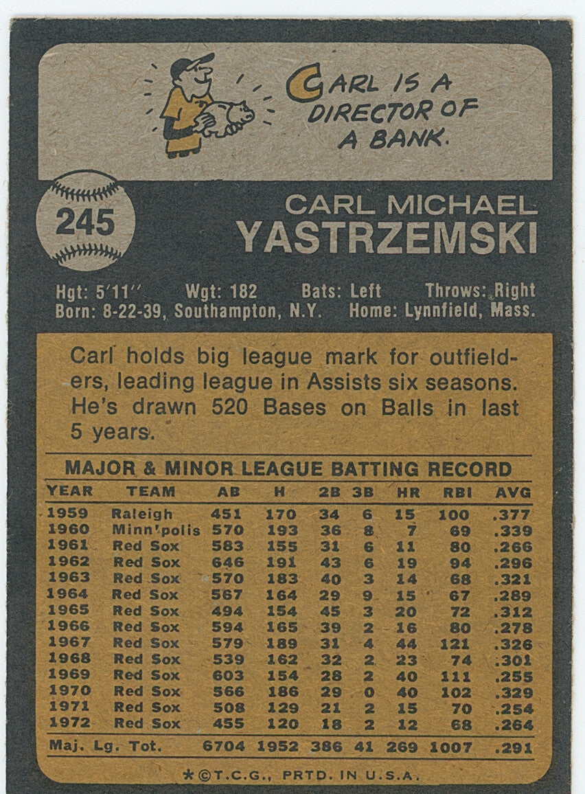 1973 Topps Carl Yastrzemski.