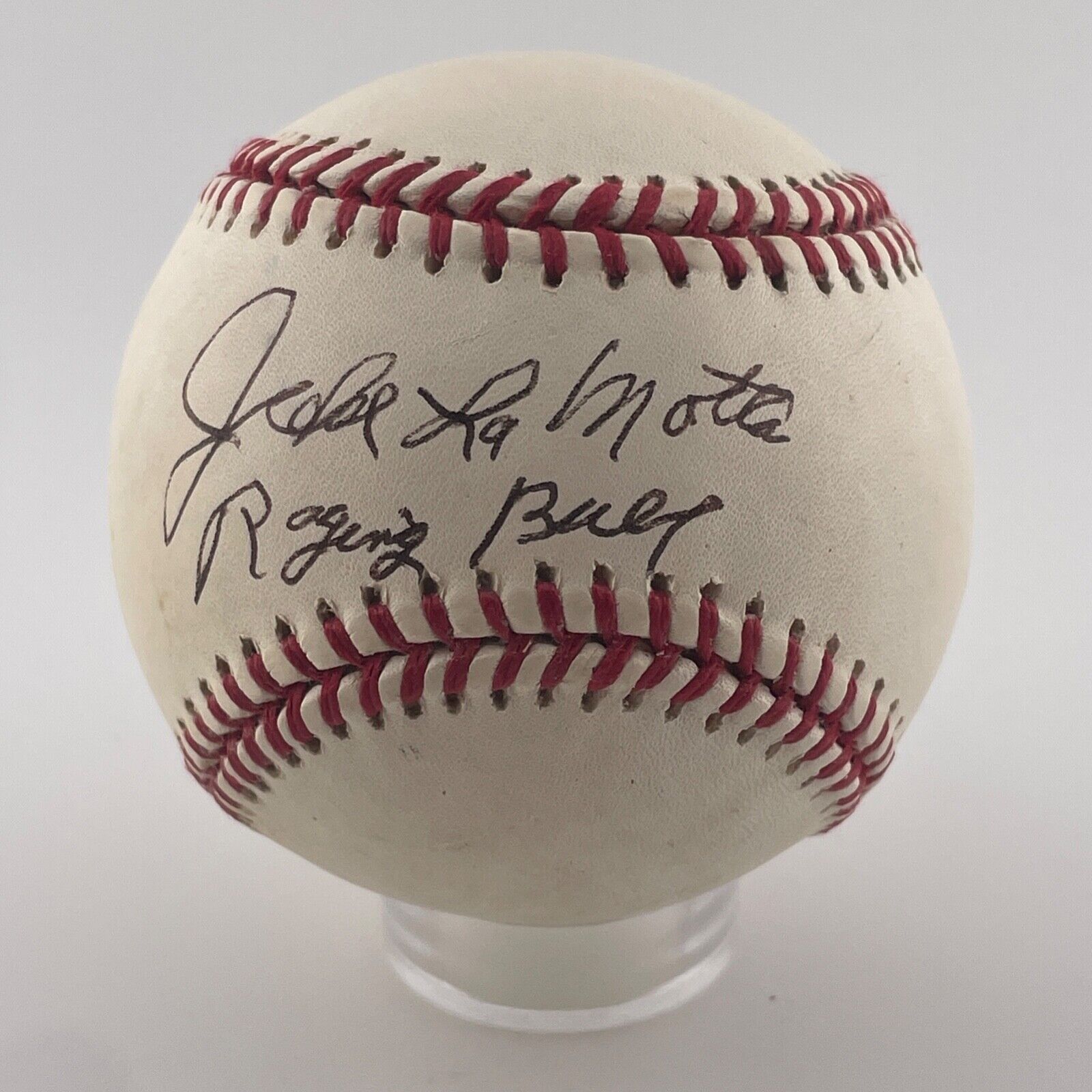 Jake LaMotta Signed Inscribed Baseball. "The Raging Bull" Professional Boxer JSA