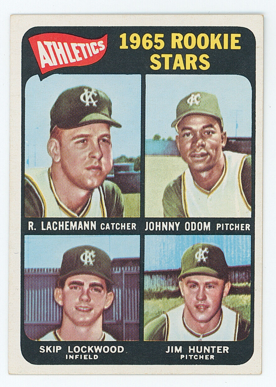 1965 Topps Rookie Stars. Catfish Hunter, Odom, Lockwood, Lachemann.