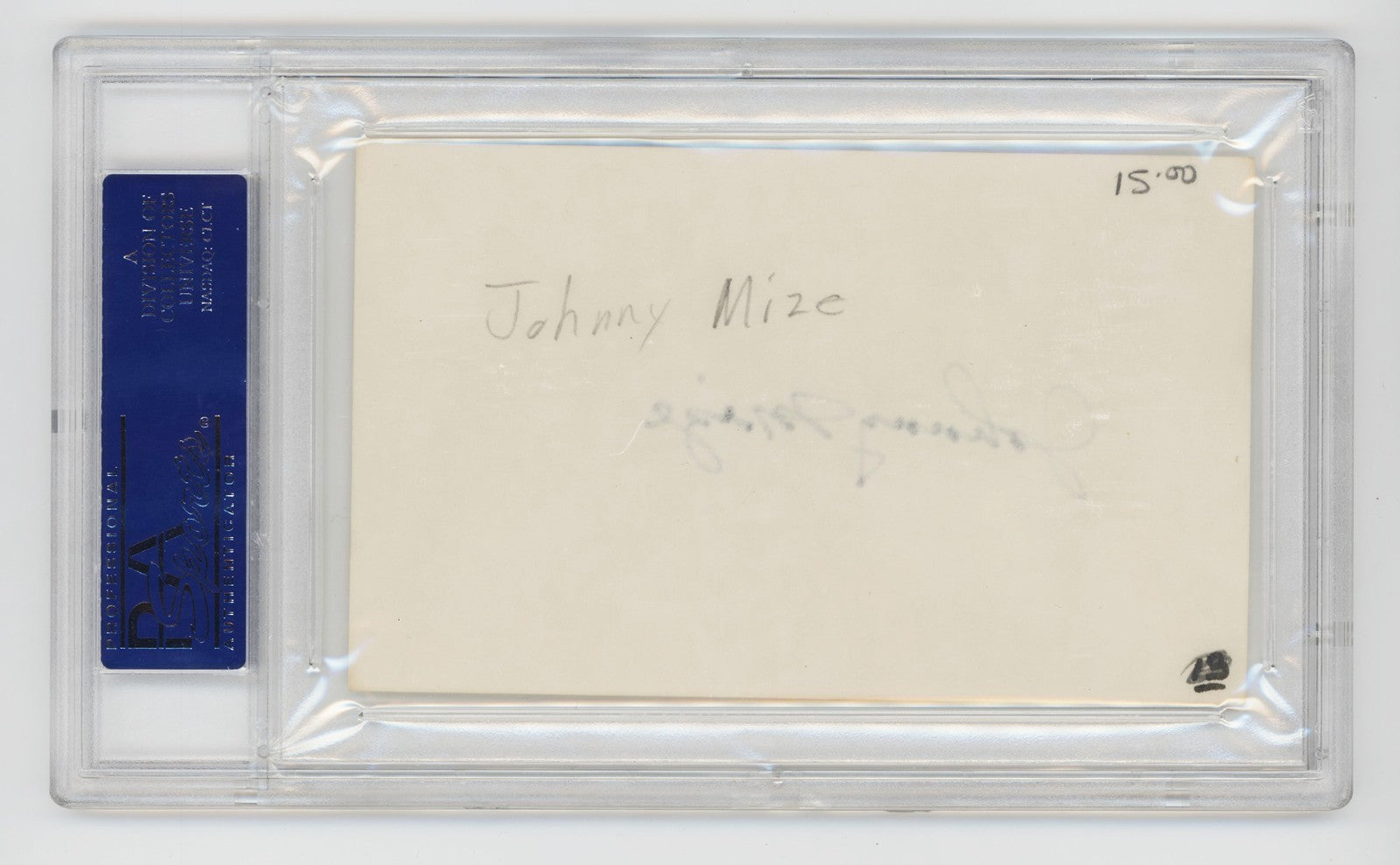 Johnny Mize Signed Index Card. PSA. NY Giants & Yankees Hall of Famer1