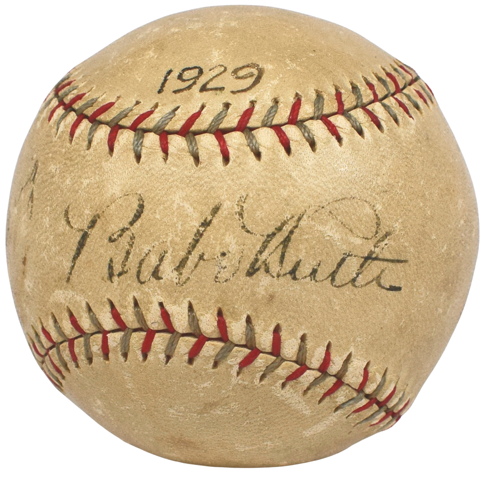 Babe Ruth & Lou Gehrig Dual Signed Baseball. 1929 New York Yankees. PSA/DNA1