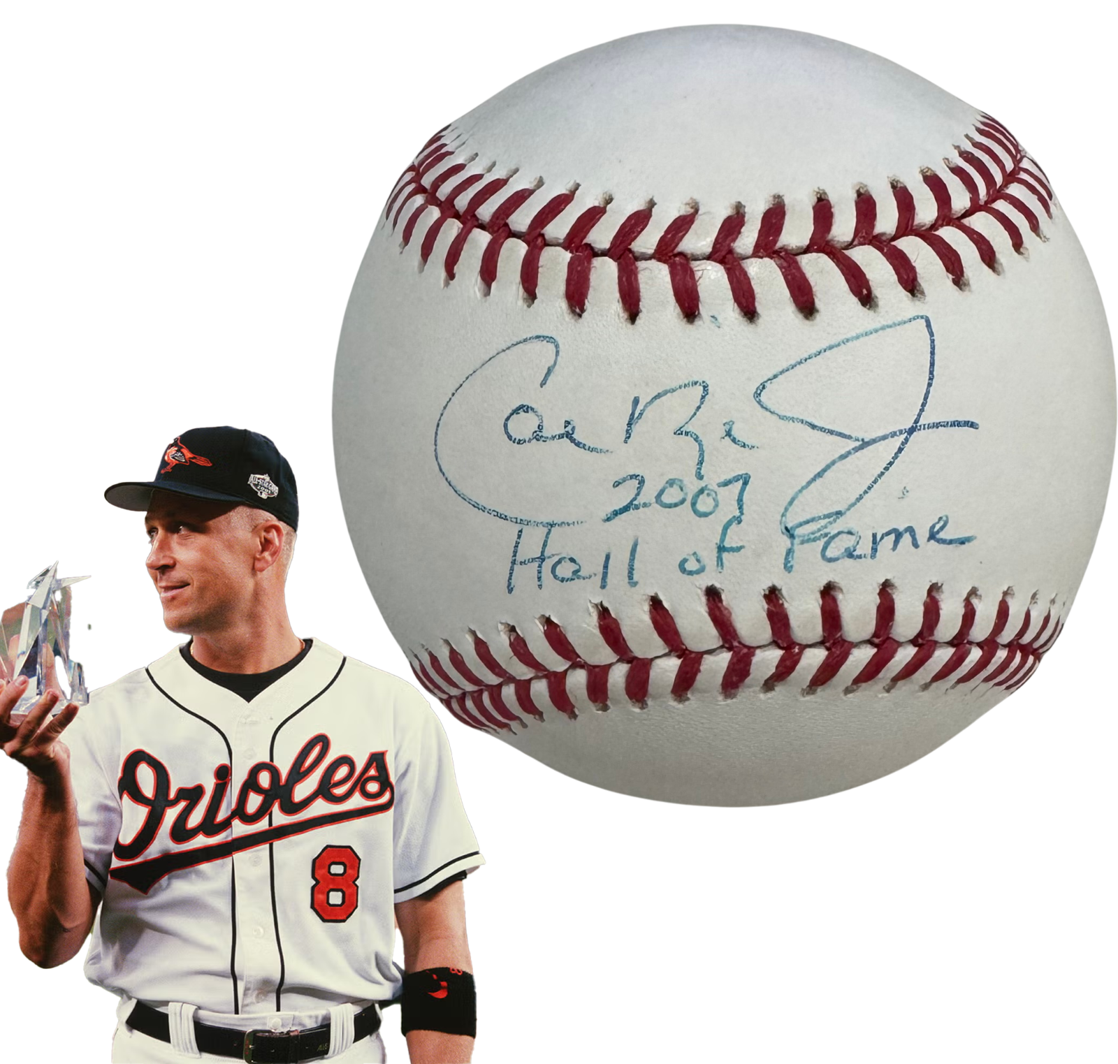 Cal Ripken Jr. Signed & “2007 Hall Of Fame” Inscribed Baseball. Steiner0