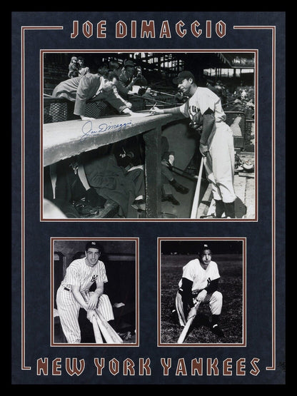 Joe DiMaggio Signed 16x20 Photo, Custom New York Yankees Frame. Auto Beckett BAS