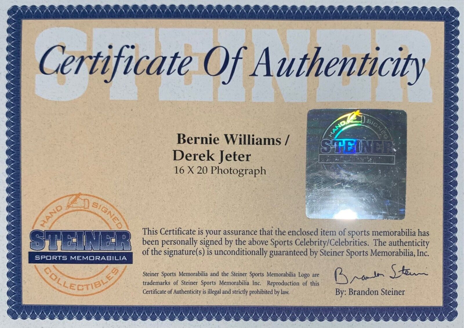 Derek Jeter & Bernie Williams Signed Seinfeld Photo. LE /100. Auto Steiner