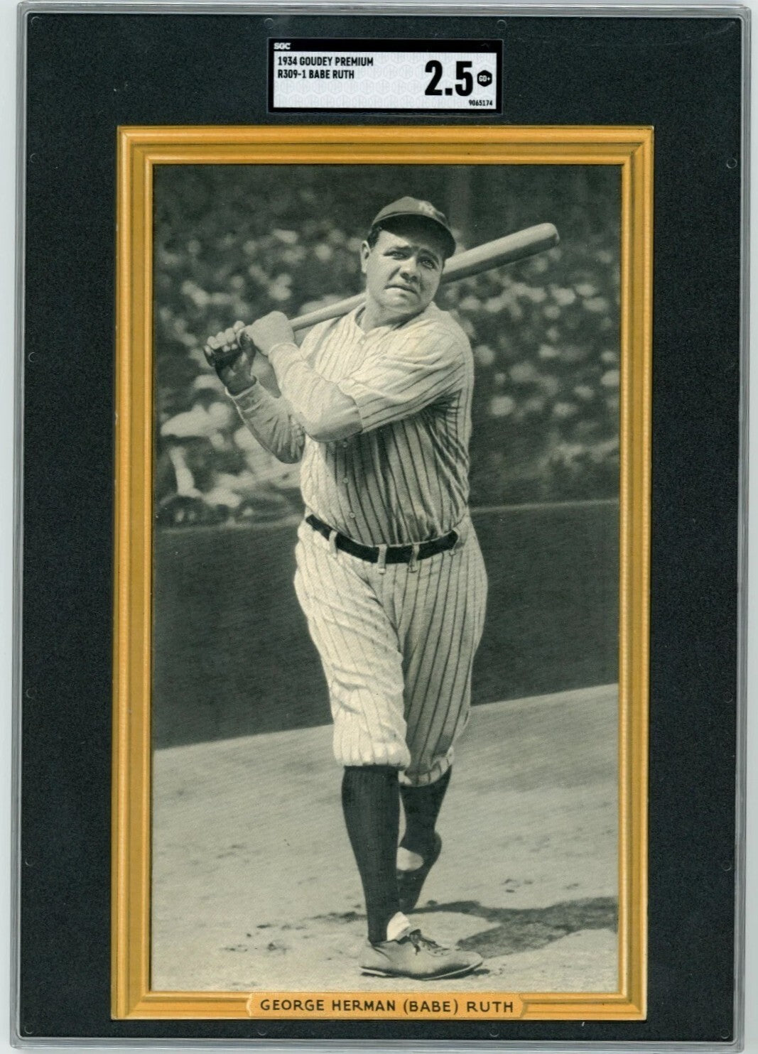 1934 Goudey Premium Babe Ruth, R309-1. Easel & Mailing Envelope. SGC 2.5 Sharp0