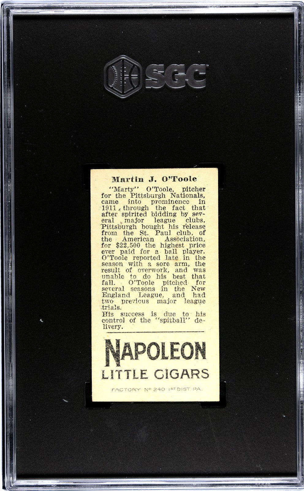 1912 Napoleon Little Cigars T207 Martin O&
